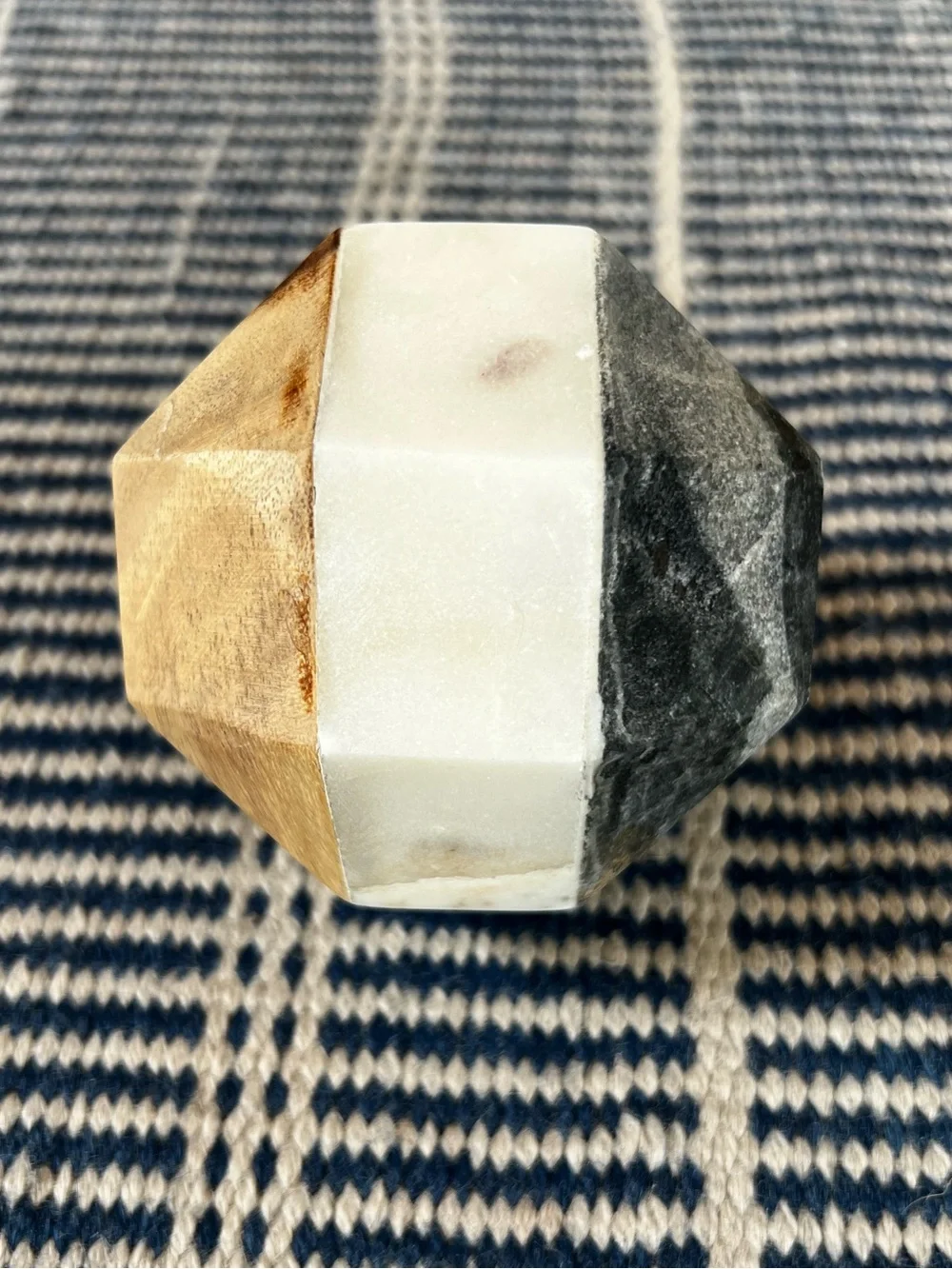 West Elm marble and wood paperweight or decorative object